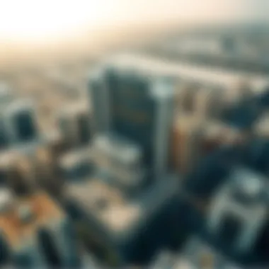 Aerial view of the Ahmed Al Murr Building surrounded by urban development