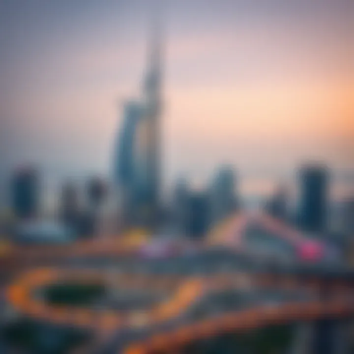 Panoramic view of Dubai skyline featuring the Ahmed Al Murr Building