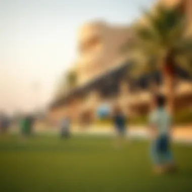 Active Recreational Space in Al Bateen Park Children playing and enjoying recreational activities in Al Bateen Park