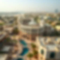 Aerial view of Al Fanar Al Seef showcasing its unique architecture