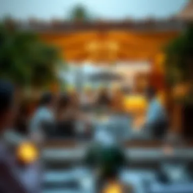 Dining Experience in Al Jumeirah Elegant outdoor dining scene in a popular Al Jumeirah restaurant