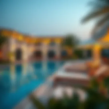 Resort-Style Outdoor Amenities Outdoor amenities including swimming pool and lounge area at Al Mamzar Chalets