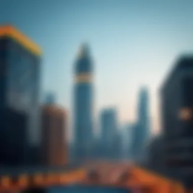 Al Thuraya Building Amidst Dubai's Skyline Skyline view with Al Thuraya Building standing tall among skyscrapers