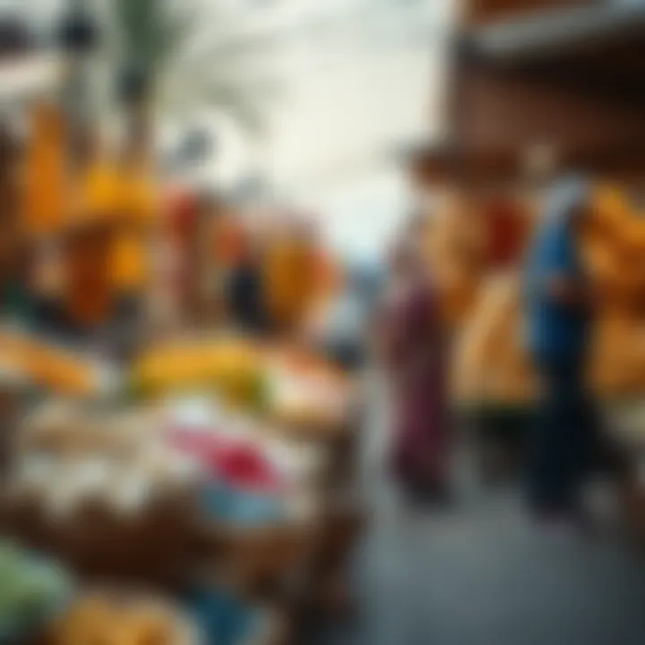 A vibrant market showcasing local crafts and foods