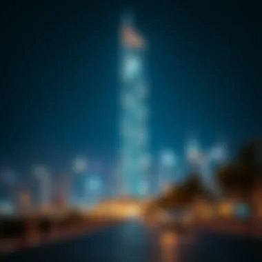 Bahwan Tower at Night Night view of Bahwan Tower illuminated against the city skyline
