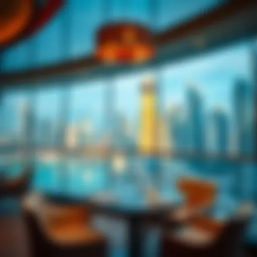 Dine with a View: Captivating Ambiance in Downtown Dubai Elegant dining setup with city skyline view