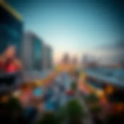 A panoramic view of BLS Deira showcasing its vibrant skyline and bustling streets.