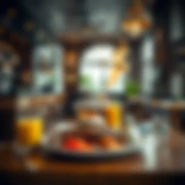 Vibrant café atmosphere showcasing international breakfast options