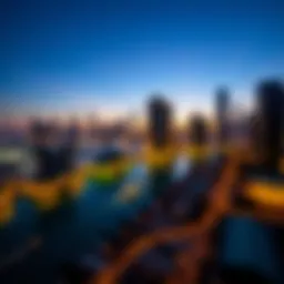 Stunning skyline of Business Bay at dusk