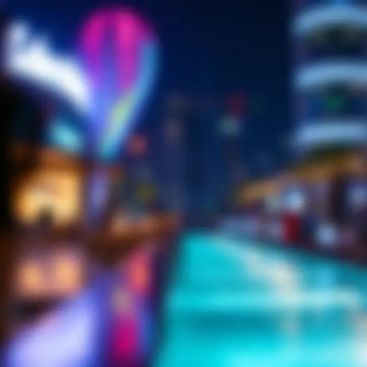 Vibrant nightlife surrounding Caesar Bluewater
