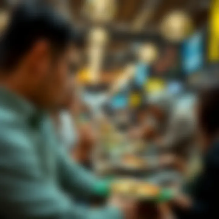 Visitors enjoying their meals in a communal space