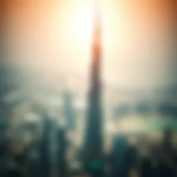 Aerial view of the Burj Khalifa towering over Dubai's skyline