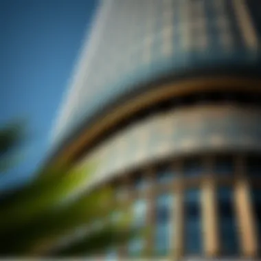 Close-up of Ara Tower's Facade Detailed close-up of Ara Tower's unique facade