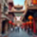 Architectural marvels in Chinatown Dubai showcasing intricate designs and vibrant colors