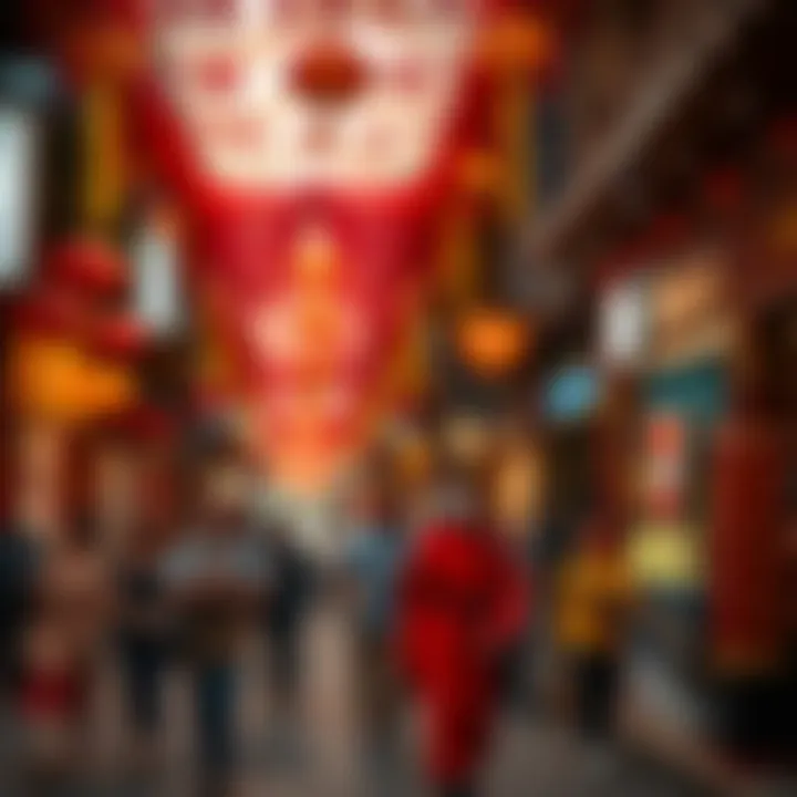 A vibrant street scene capturing the essence of cultural festivities in Chinatown Dubai