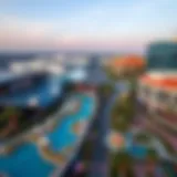 Aerial view of City Walk Dubai showcasing modern architecture and lush landscaping