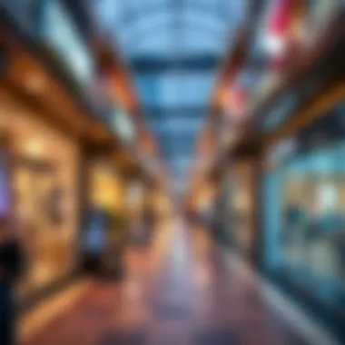 Shopping promenade at City Walk adorned with stylish storefronts and lively atmosphere