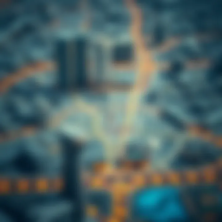 Map highlighting key areas and transportation options in Rashidiya