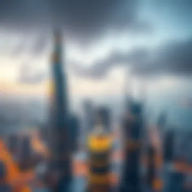 Aerial shot of Concord Tower with surrounding Dubai skyline