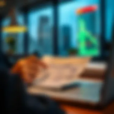 Person analyzing financial reports
