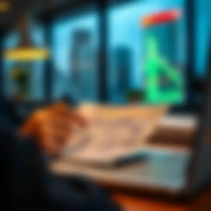 Person analyzing financial reports