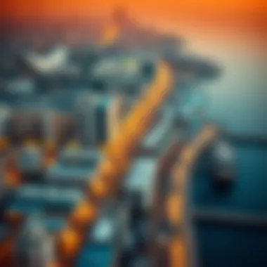 The Dynamic Landscape of Deira from Above Aerial view of Deira highlighting its bustling commercial activity and waterfront.