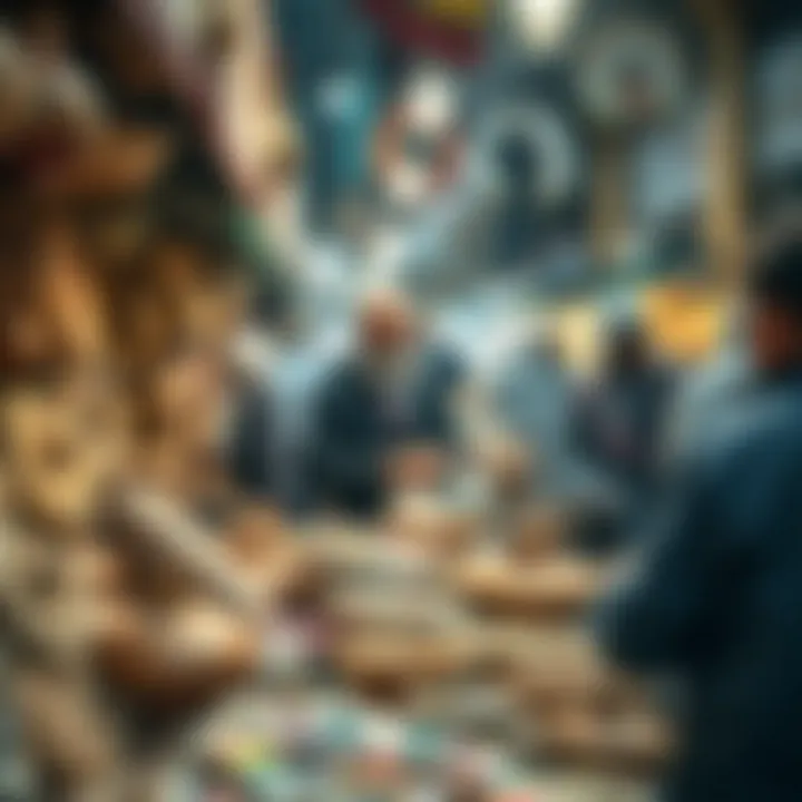 Local artisans displaying unique crafts and goods at Deira's marketplace.