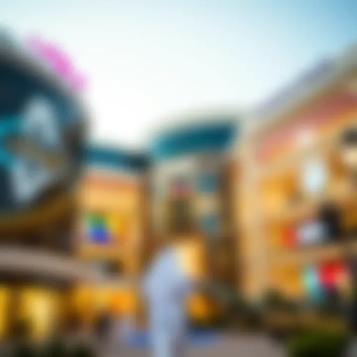 A stunning view of Dubai Mall's exterior featuring its modern architecture