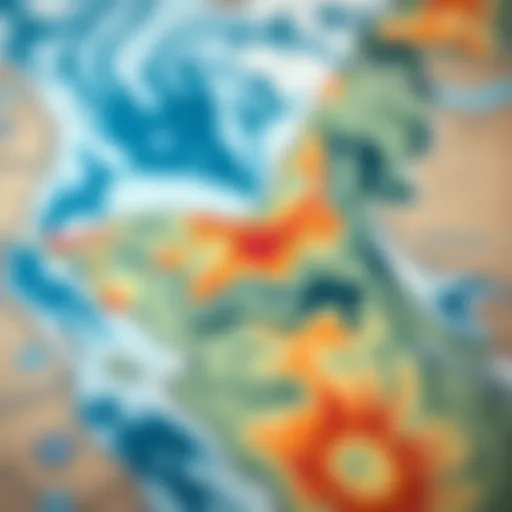 Detailed meteorological map of Dubai showcasing weather patterns