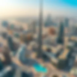 Aerial view of Dubai skyline showcasing iconic skyscrapers