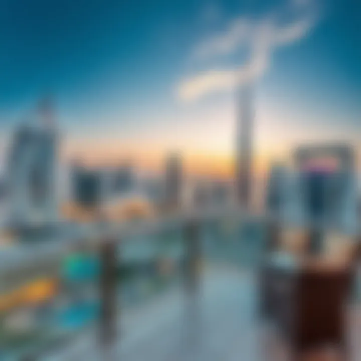 Beautiful view of Dubai skyline from terrace