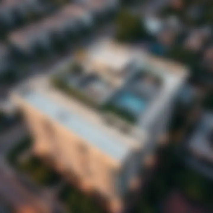 Aerial view showcasing the Ewan Residence Dip complex