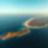 Aerial view of Sir Banyas Island showcasing its stunning coastline