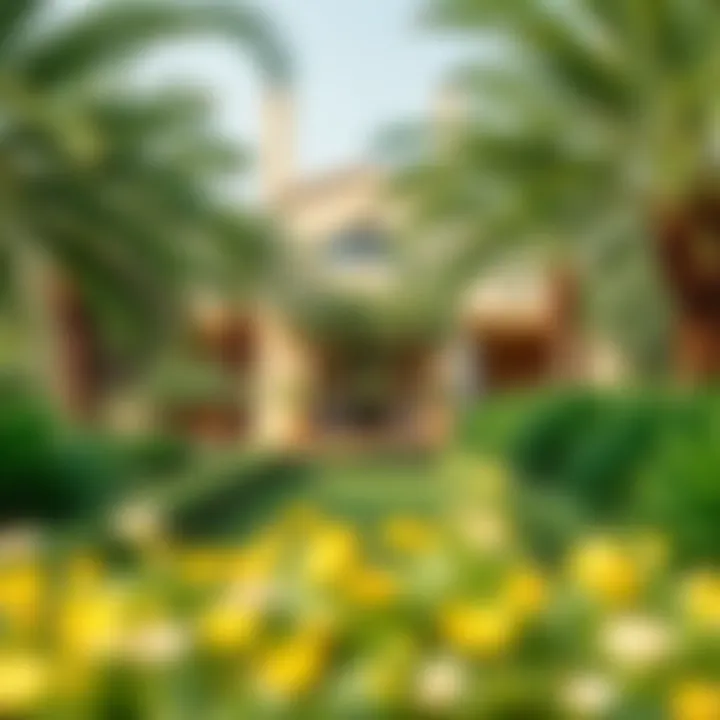 Beautiful garden area surrounding a villa