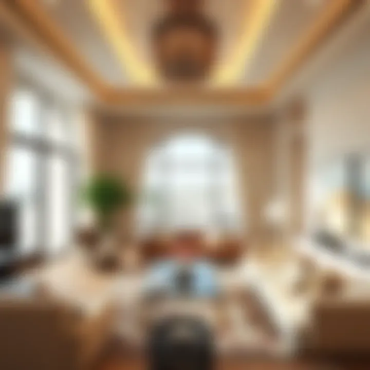 Spacious living room inside a villa