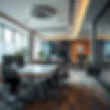 Modern office interior showcasing collaborative workspaces in Dubai