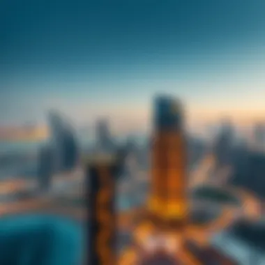 Aerial View of Al Kawakeb Building and Dubai Skyline Aerial perspective of Al Kawakeb Building with the Dubai skyline in the background