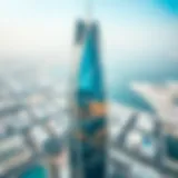 Aerial view of Al Owais Tower showcasing its unique architectural design