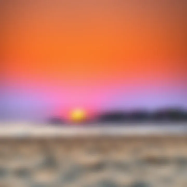 A vibrant sunset over Al Raha Beach highlighting its beauty