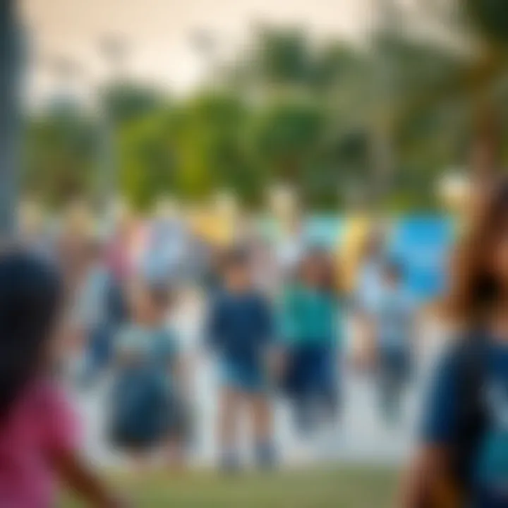Community Event at Al Reem Park A vibrant community event taking place at Al Reem Park with families enjoying the space