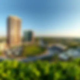 A panoramic view of Al Reem Park showcasing its lush greenery and modern architecture