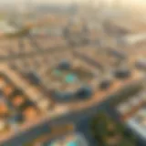 Aerial view of Aljada Arada showcasing its innovative design and layout