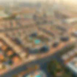 Aerial view of Aljada Arada showcasing its innovative design and layout