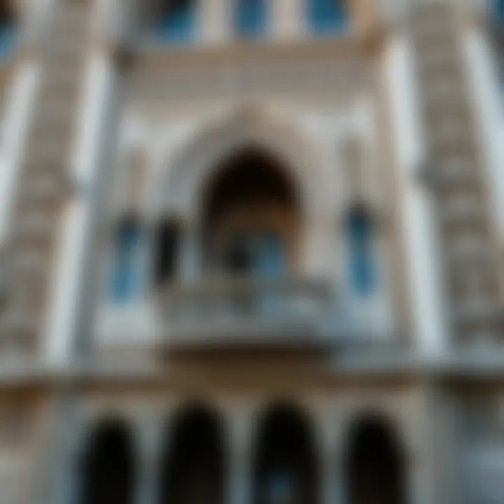 Close-up of برج الصفا's intricate facade and design elements