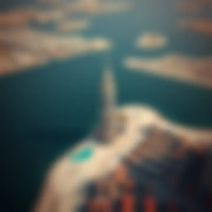 Aerial view of Reem Island highlighting the strategic location of the tower