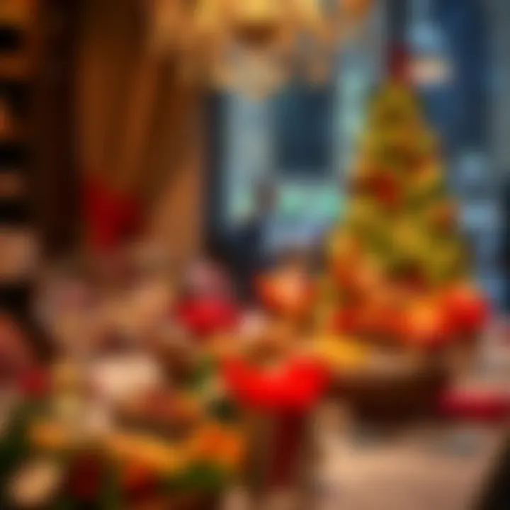 Exquisite dining setting featuring a festive Christmas feast