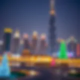 Stunning holiday lights illuminating Dubai's skyline during Christmas