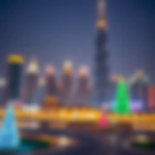 Stunning holiday lights illuminating Dubai's skyline during Christmas