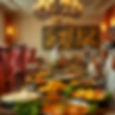 Communal Dining in Emirati Culture A festive gathering with an assortment of Emirati dishes symbolizing communal dining and culture