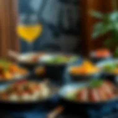 Modern Adaptations of Emirati Cuisine An elegant display of modern adaptations of classic Emirati dishes with contemporary plating